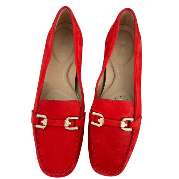 GEOX Annytah Red Suede Womens Loafers Size 40 EU 10 US - Picture 3 of 16